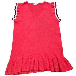 THML Red Sleeveless Ruffle V-Neck Sweatwr. Sz. L